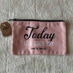 Pink Zipper Pouch with Inspirational Quote “Today is a Good Day”…